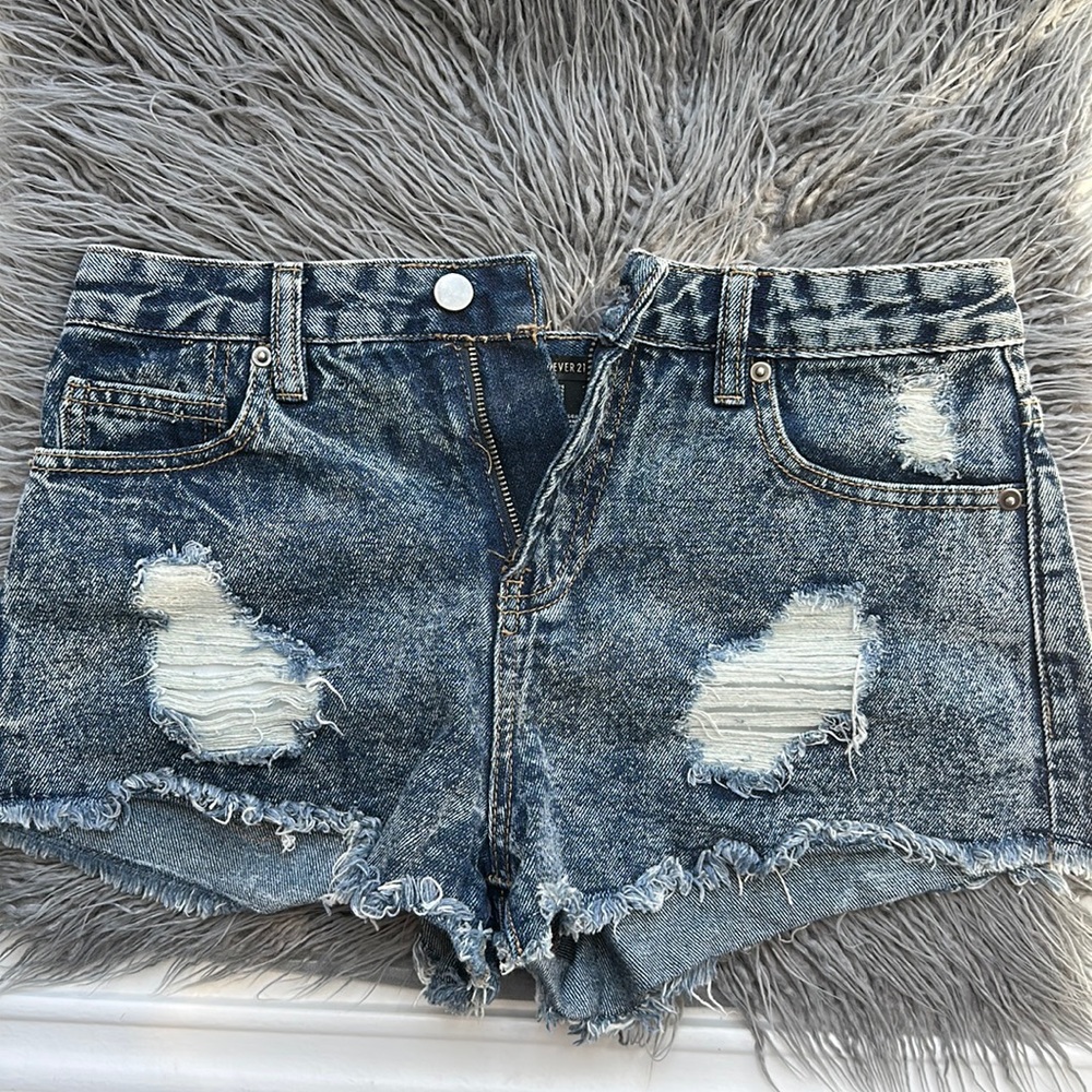 Size 25 distressed denim shorts